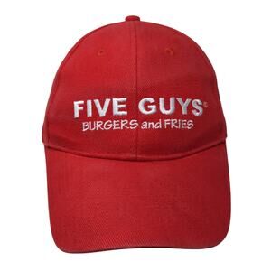 Five Guys Burgers And Fries Strapback Baseball Cap Red One Size Adjustable